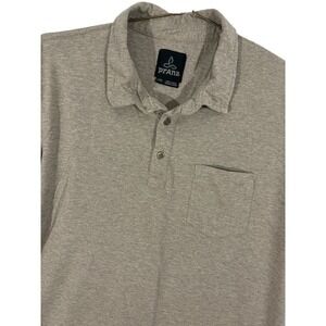 PrAna Polo Shirt‎ Adult Large Tan Short Sleeve Lightweight Casual Men's